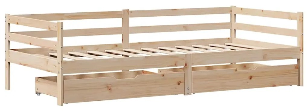 Sofá-cama com gavetas 80x200 cm madeira de pinho maciça