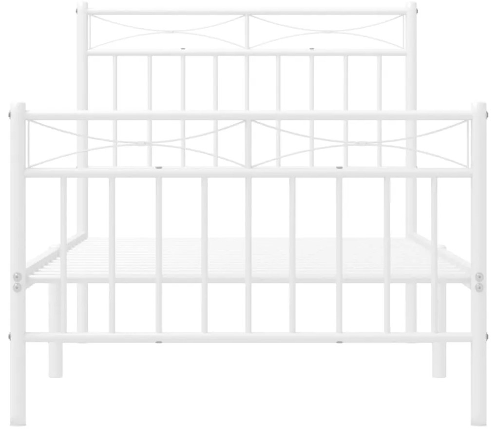 Estrutura de cama com cabeceira e pés 90x200 cm metal branco