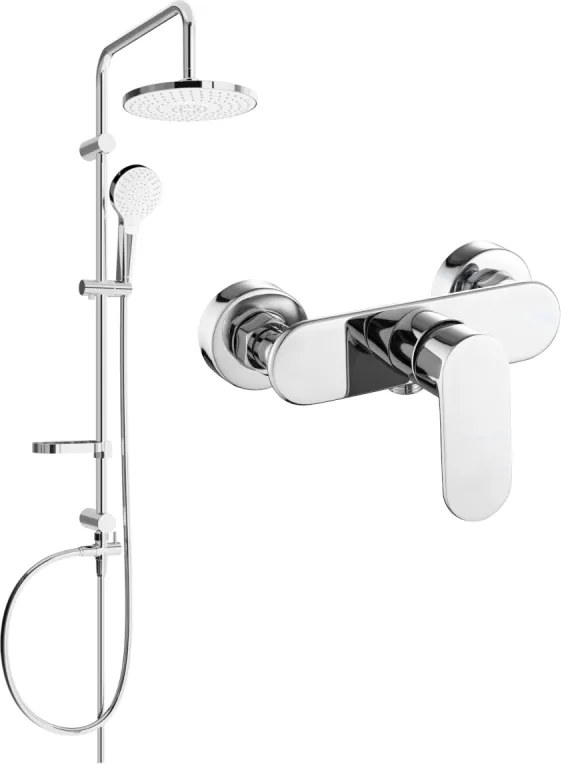 Mexen Milo Erik conjunto de duche de superfície com chuveiro superior e torneira de duche, cromado - 71340205-00