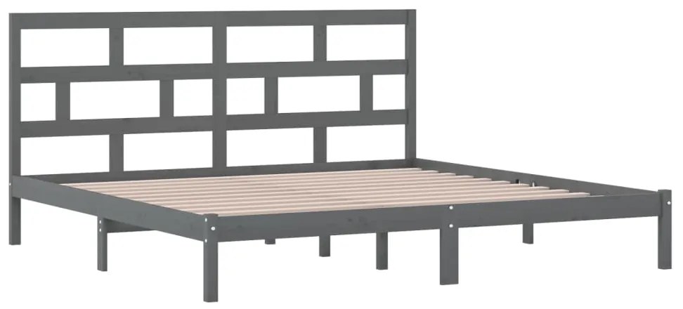 Estrutura de cama 200x200 cm pinho maciço cinzento