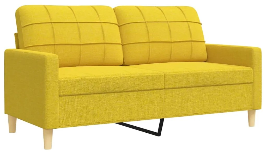 3 pcs conjunto de sofás tecido amarelo-claro