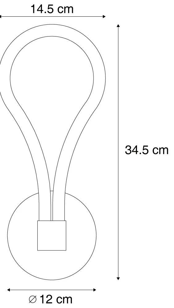 Candeeiro de Parede Moderno Preto com LED e Dimmer de 3 Níveis - Keri Moderno