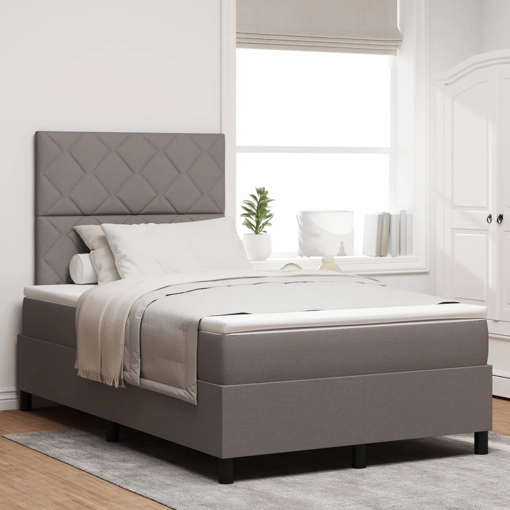 Cama com Box Spring com Colchão Taupe 120x200 cm Tecido