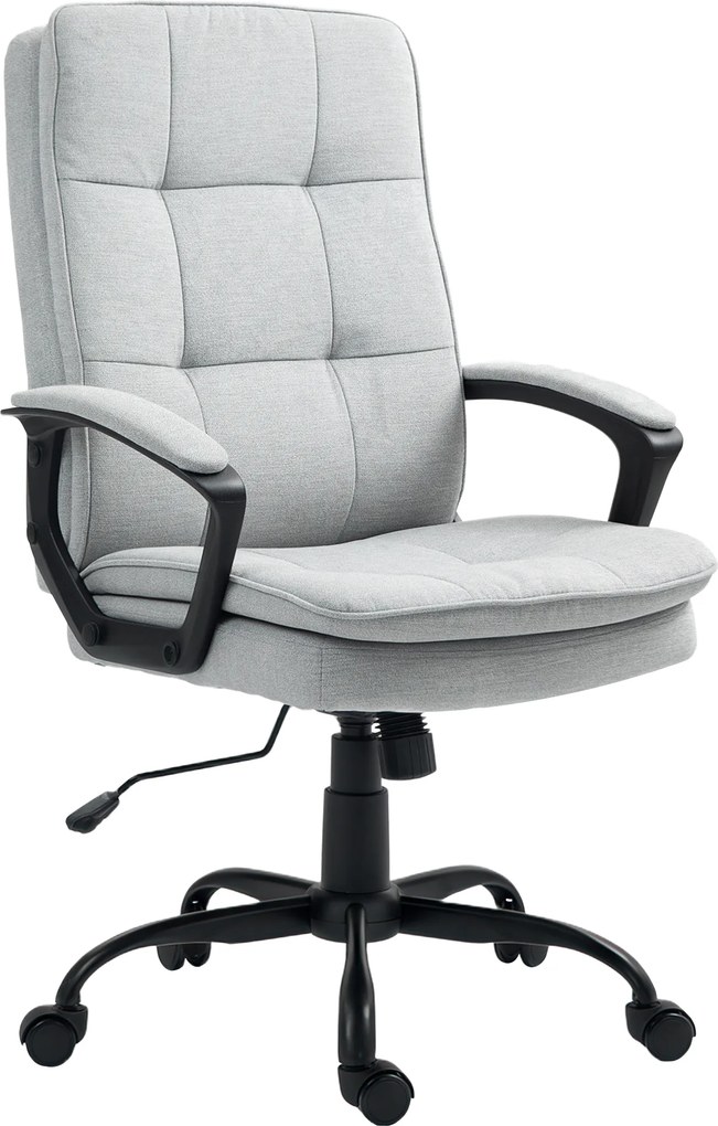 HOMCOM Cadeira de escritório, cadeira de mesa, função de inclinação, regulável em altura, até 120 kg, cinza | Aosom Portugal