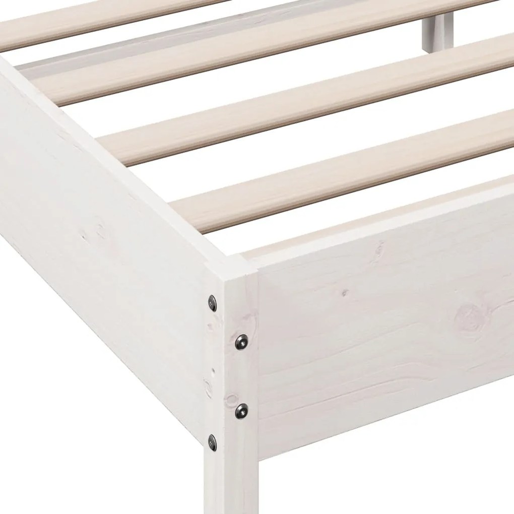 Cama sem colchão 140x200 cm madeira de pinho maciça branco