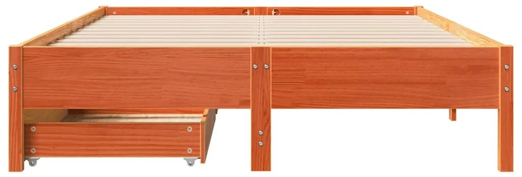 Cama sem colchão 120x190 cm madeira pinho maciça castanho-mel