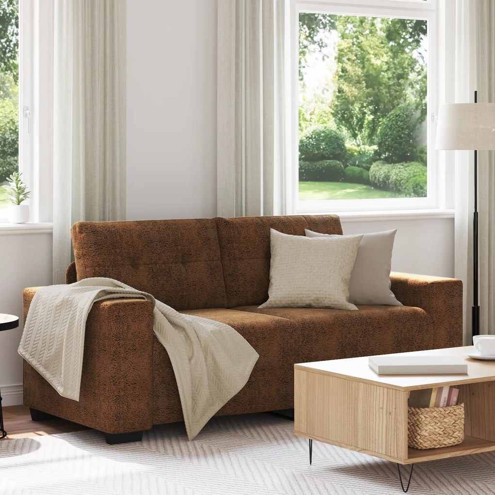 Sofá Loveseat vidaXL Castanho 140 cm em Couro Sintético