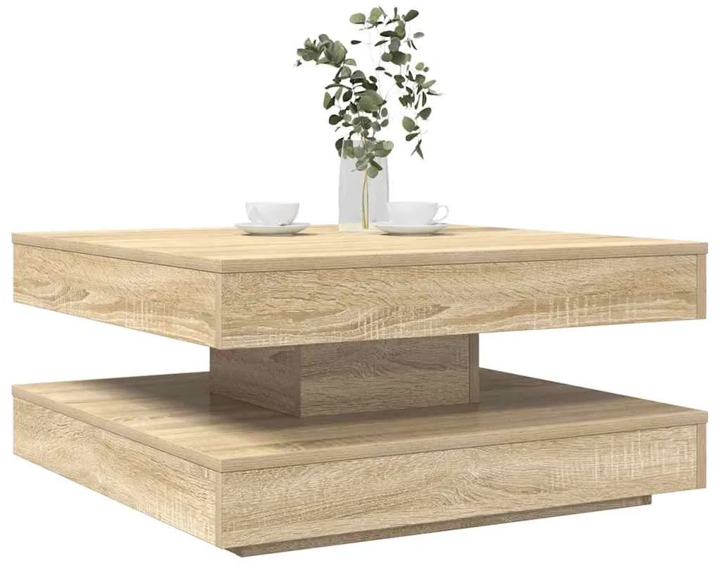 Mesa de centro rotativa a 360graus 70x70x34,5cm carvalho sonoma