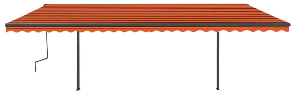 Toldo retrátil automático com postes 6x3,5 m laranja e castanho