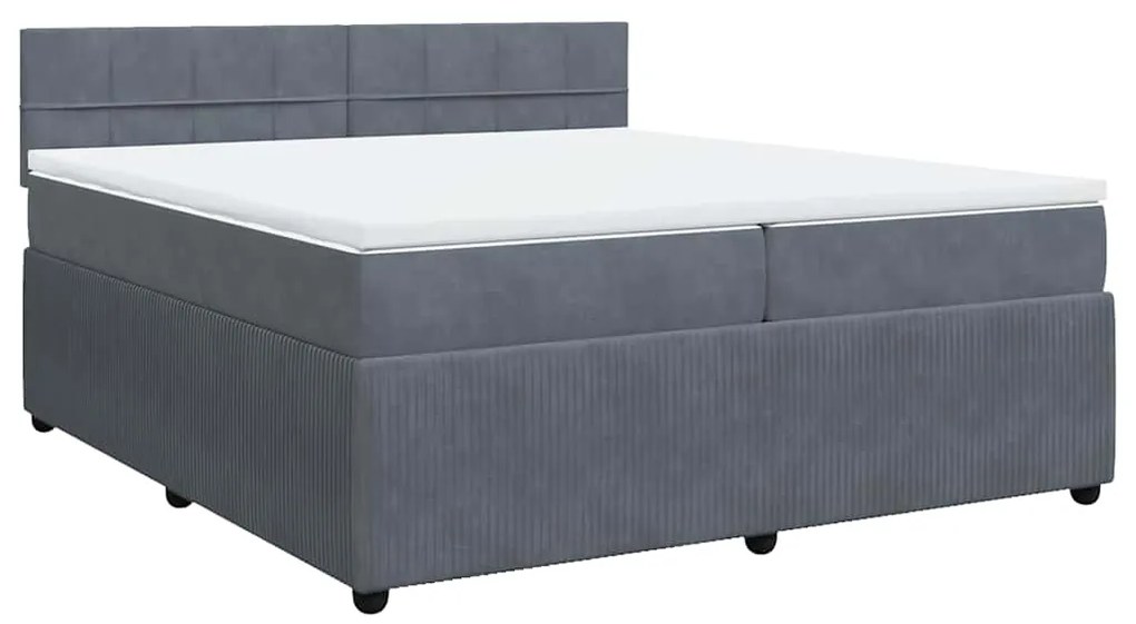 Cama com molas/colchão 200x200 cm veludo cinzento-escuro