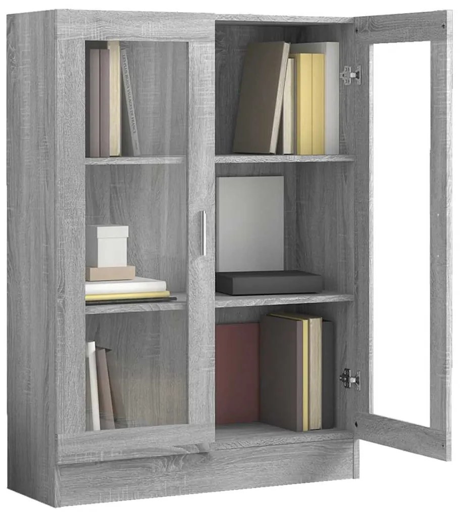 Vitrine 82,5x30,5x115 cm derivados de madeira cinzento sonoma