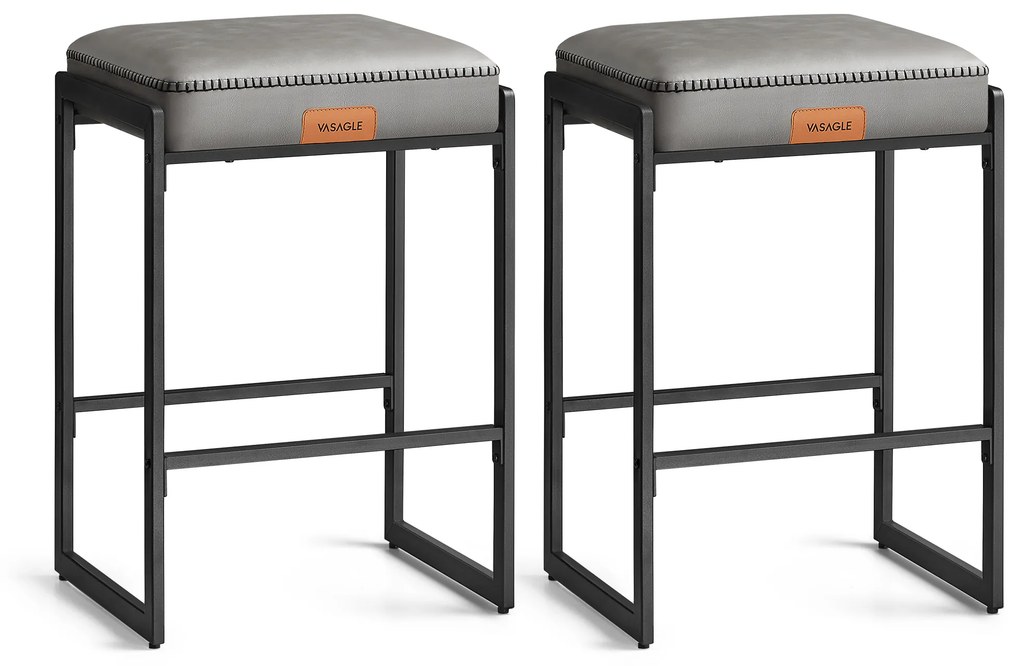 Conjunto EKHO de bancos de bar com assento em pele sintética. | VASAGLE | 45 x 38 x 66 cm | LBC086G01.