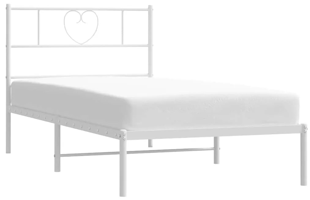 Estrutura de cama com cabeceira 100x200 cm metal branco