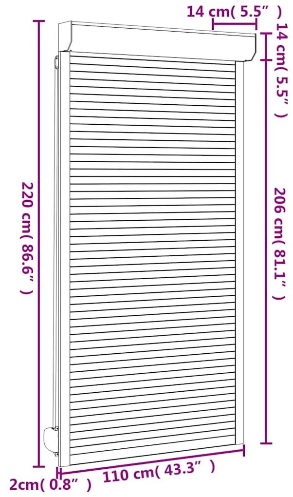 Persiana de enrolar em alumínio 110x220 cm branco