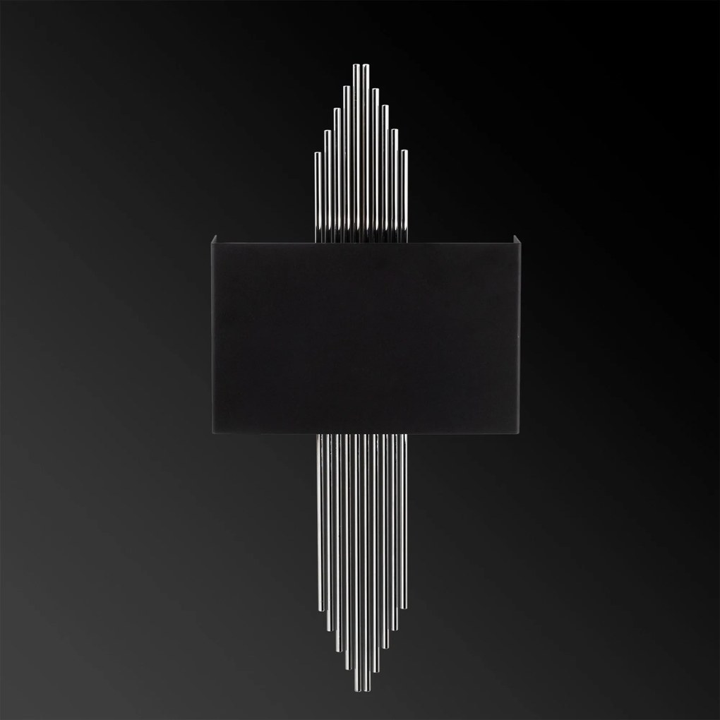 Candeeiro de Parede Modelo 614 – Preto e Prateado – 75 x 10 x 22 cm