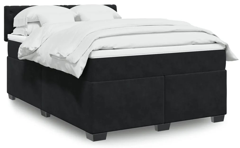vidaXL Cama com molas/colchão 160x200 cm veludo preto