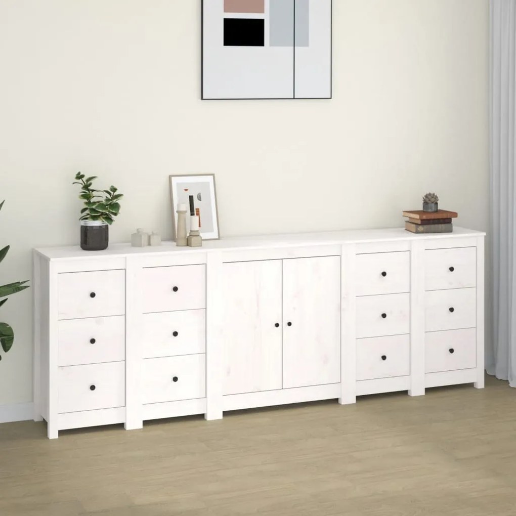 Aparador 230x35x80 cm madeira de pinho maciça branco
