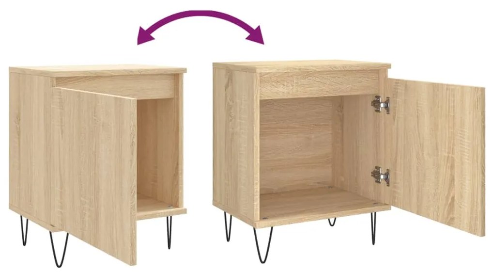 Mesas cabeceira 2pcs derivados de madeira carvalho sonoma