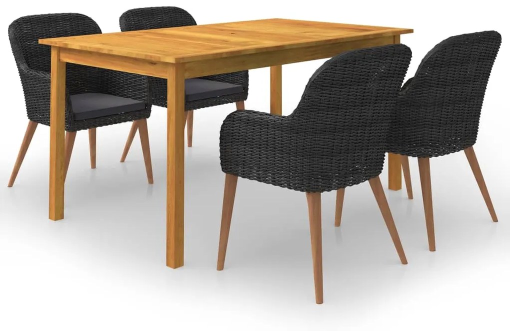 vidaXL 5 pcs conjunto de jantar para jardim preto