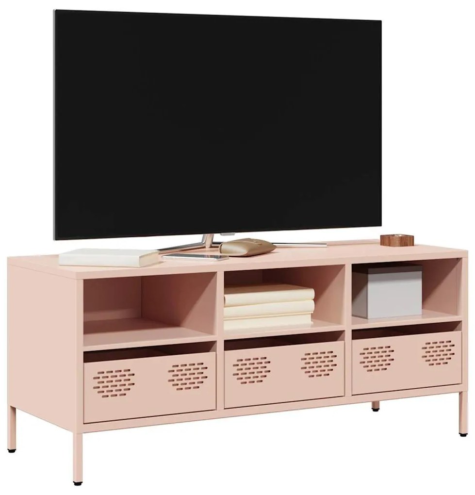 Móvel de TV 101,5x39x43,5 cm aço laminado a frio rosa