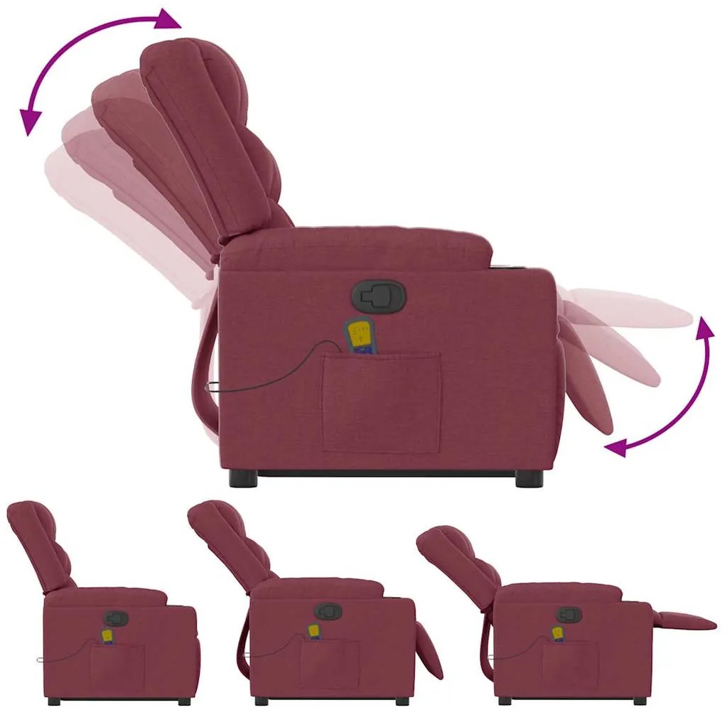 Poltrona de massagens reclin. elevatória tecido vermelho tinto
