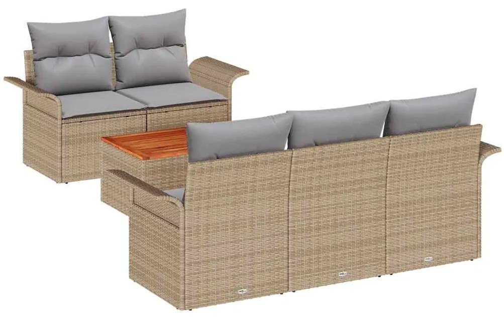 Conjunto de sofá de jardim da com 6 peças e almofadas de rattan em pol