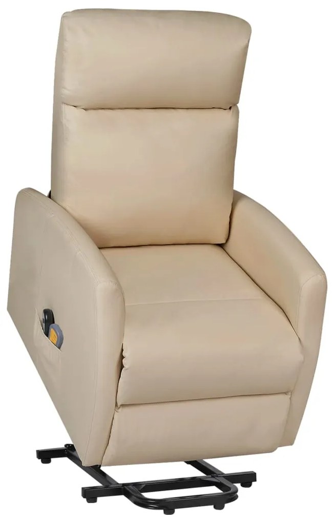 vidaXL Poltrona de massagens elevatória couro artificial cappuccino
