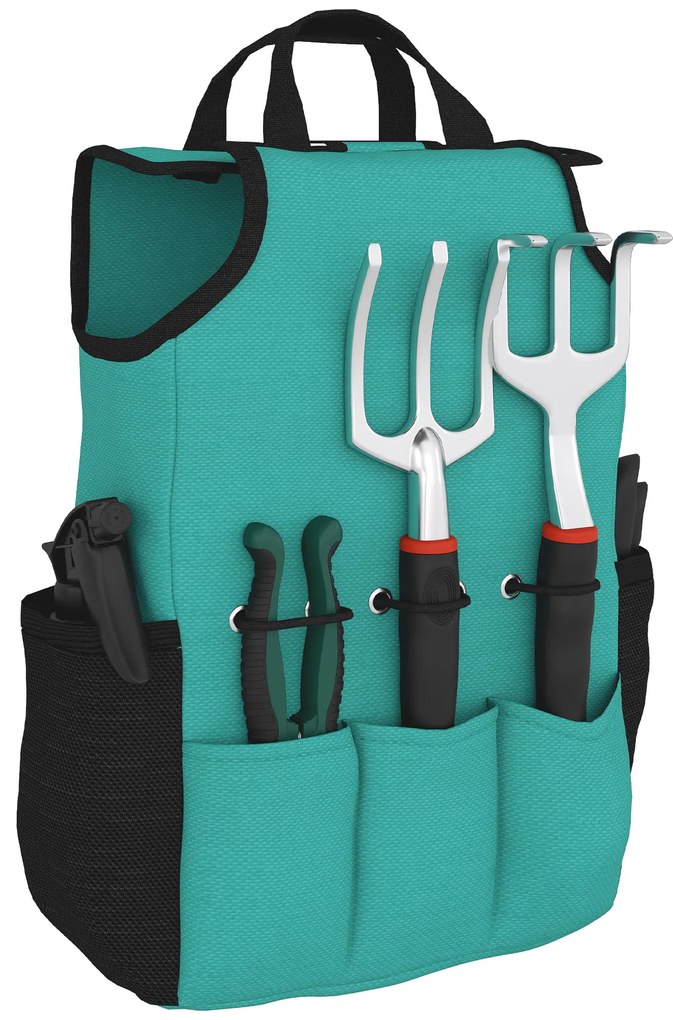 Outsunny Conjunto de Ferramentas para Jardim de 9 Peças Ferramentas de Jardinagem com Tesouras de Podar com Bloqueio e Bolsa Verde e Preto | Aosom Portugal