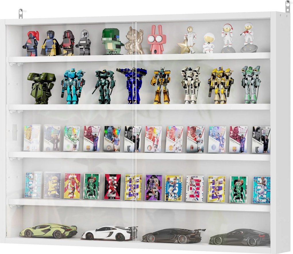 HOMCOM Vitrine Parede Madeira Prateleiras Ajustáveis 2 Portas Vidro Coleções Perfumes 80x9,5x60cm | Aosom Portugal