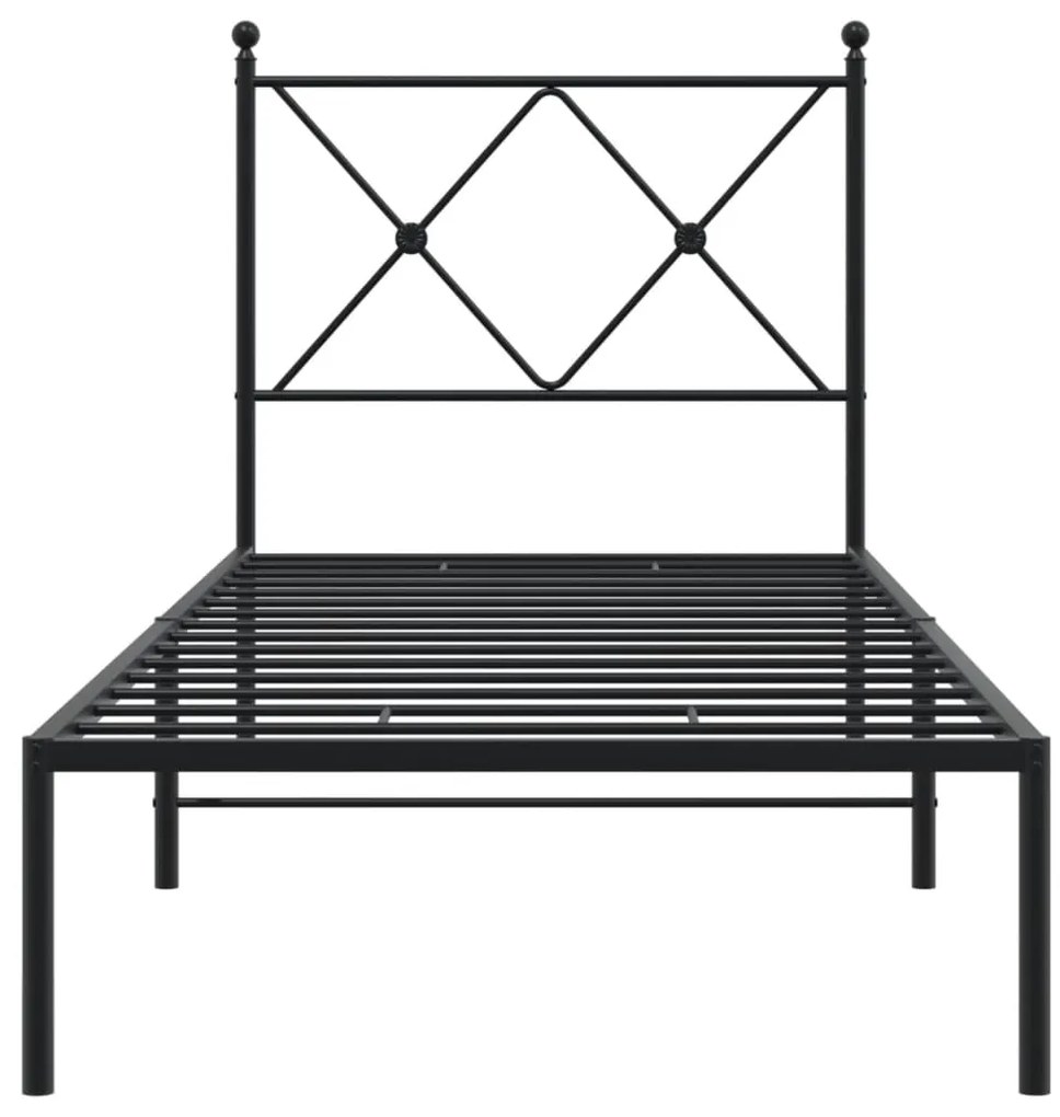 Estrutura de cama com cabeceira 80x200 cm metal preto