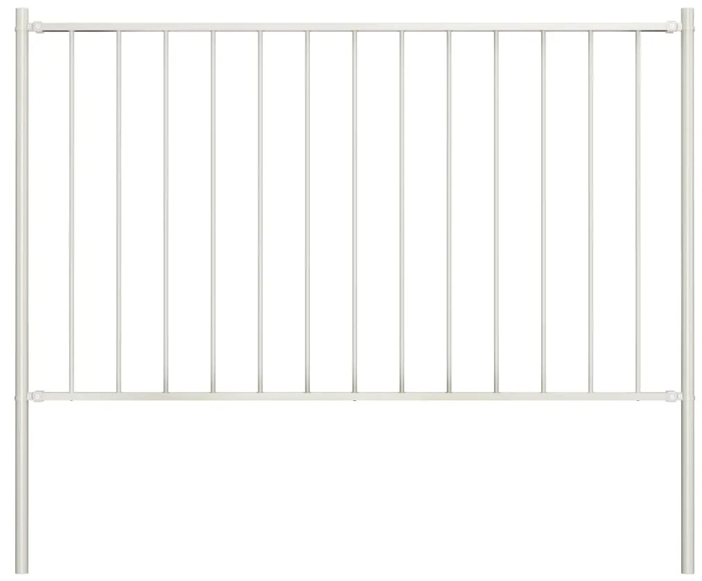 vidaXL Painel vedação c/ postes aço revestido a pó 1,7x0,75 m branco