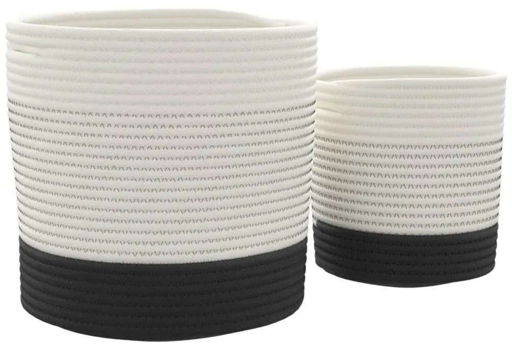 Cestos de arrumação 2 pcs algodão branco e preto