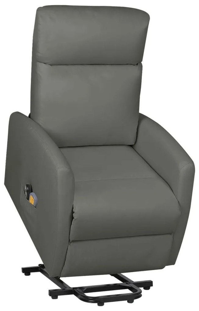 vidaXL Poltrona de massagens elevatória couro artificial cinzento