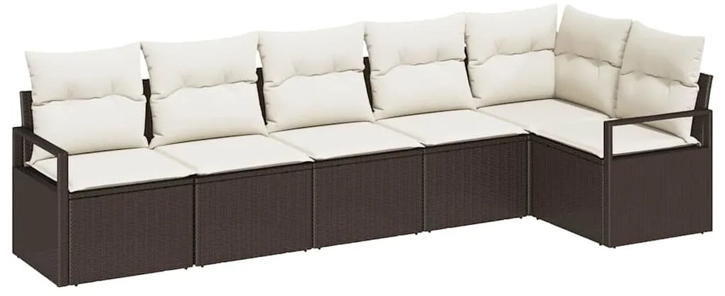 Conjunto de sofá de jardim de 6 peças da com almofadas de rattan polid