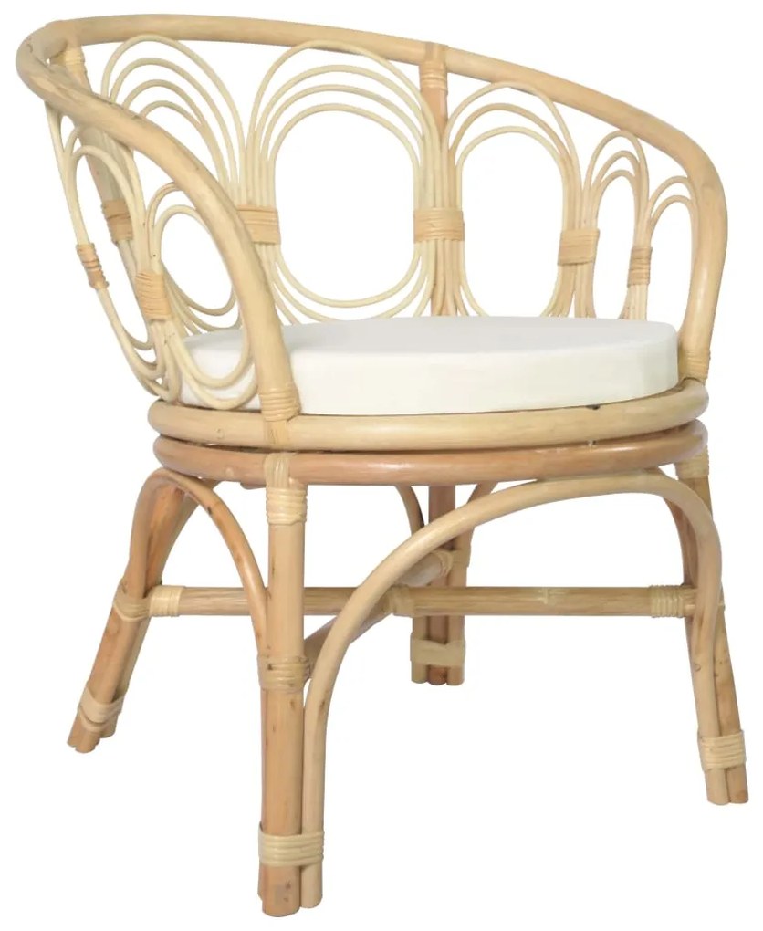 vidaXL Cadeira de jantar com almofadão vime natural e linho