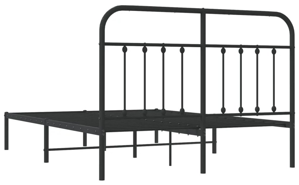 Estrutura de cama com cabeceira 135x190 cm metal preto