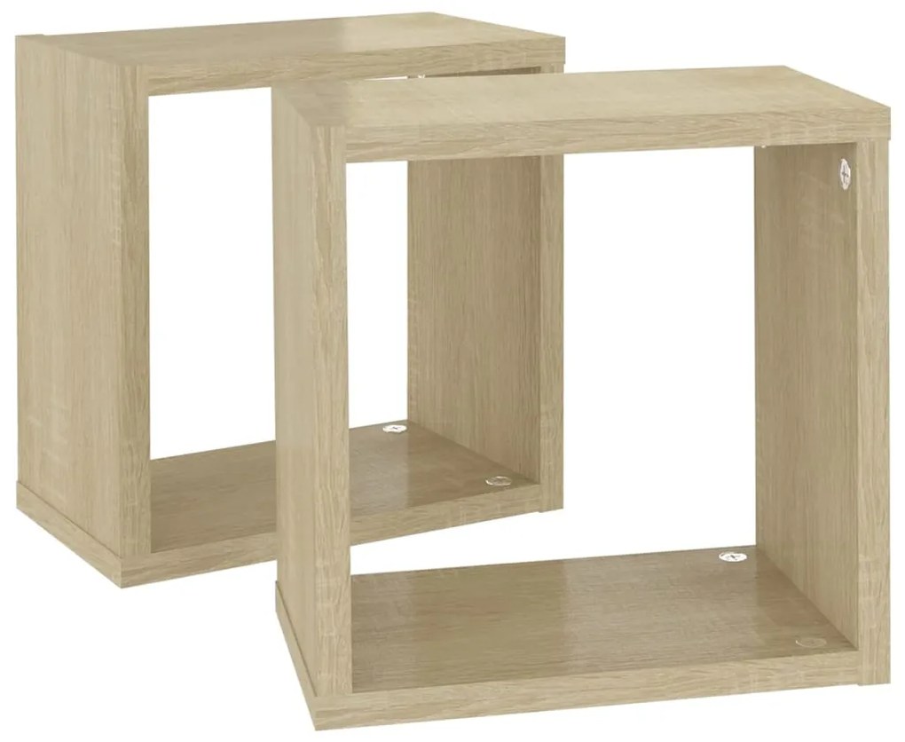 Prateleiras de parede em forma de cubo 2 pcs 26x15x26 cm sonoma