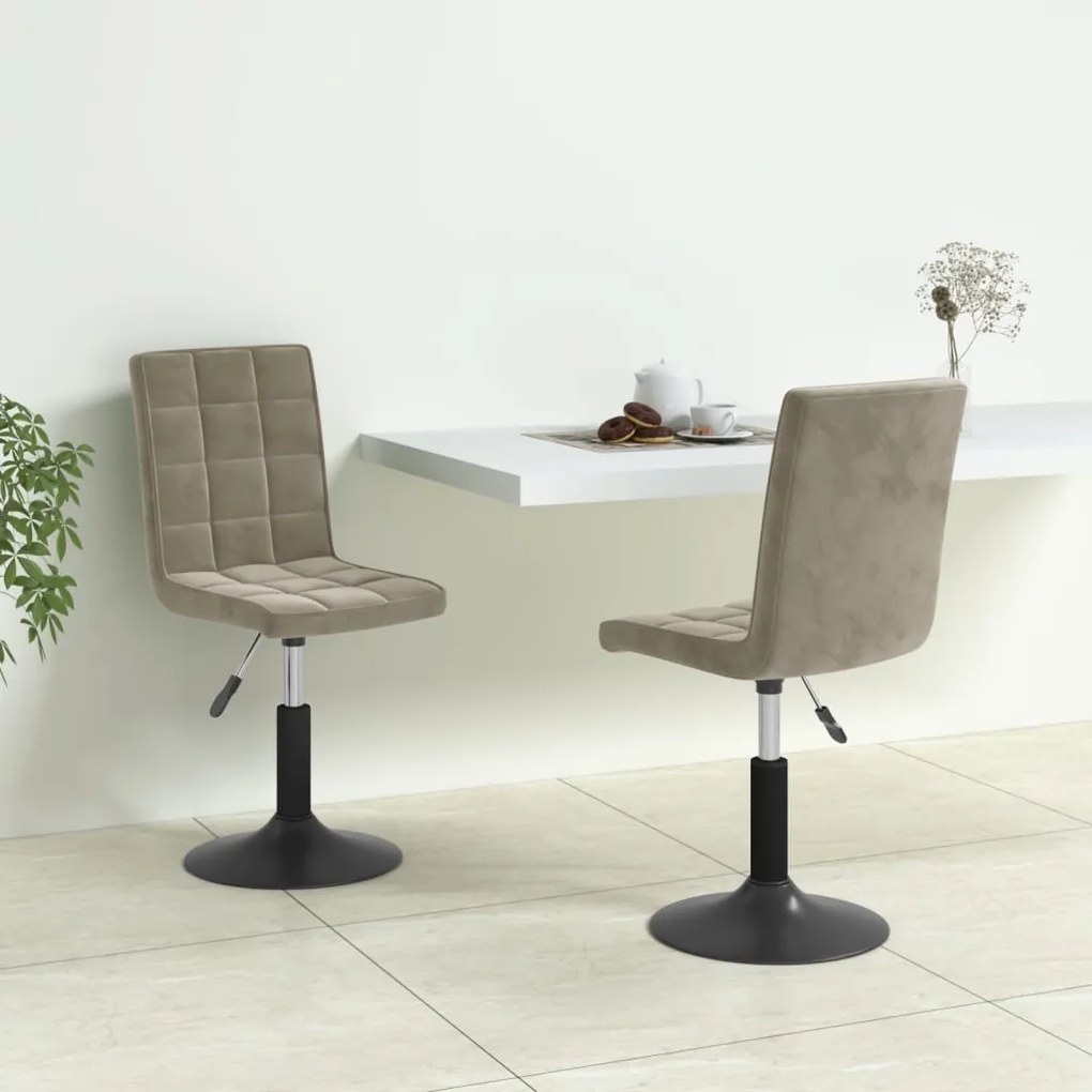 Cadeiras de jantar giratórias 2 pcs veludo cinzento-claro