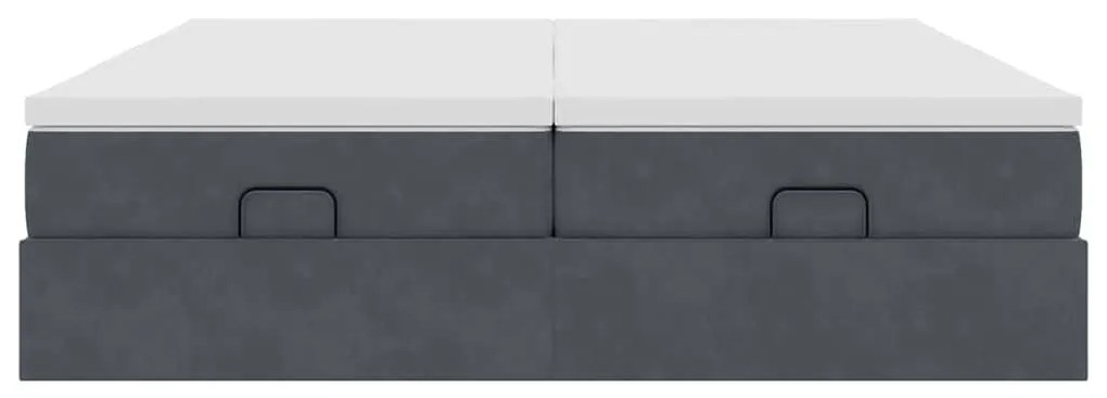 moldura de cama otomana vidaXL com colchão cinza escuro veludo