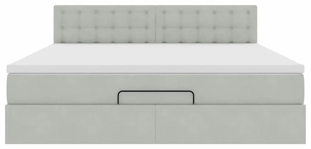 Estrutura de cama otomana com colchão 180x200 cm cinzento claro