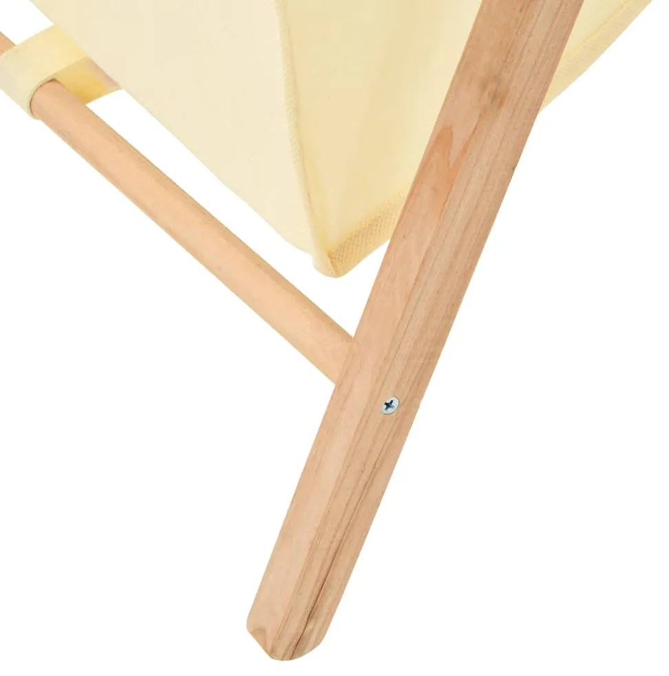 Cesto para roupa suja madeira de cedro e tecido bege 42x41x64cm