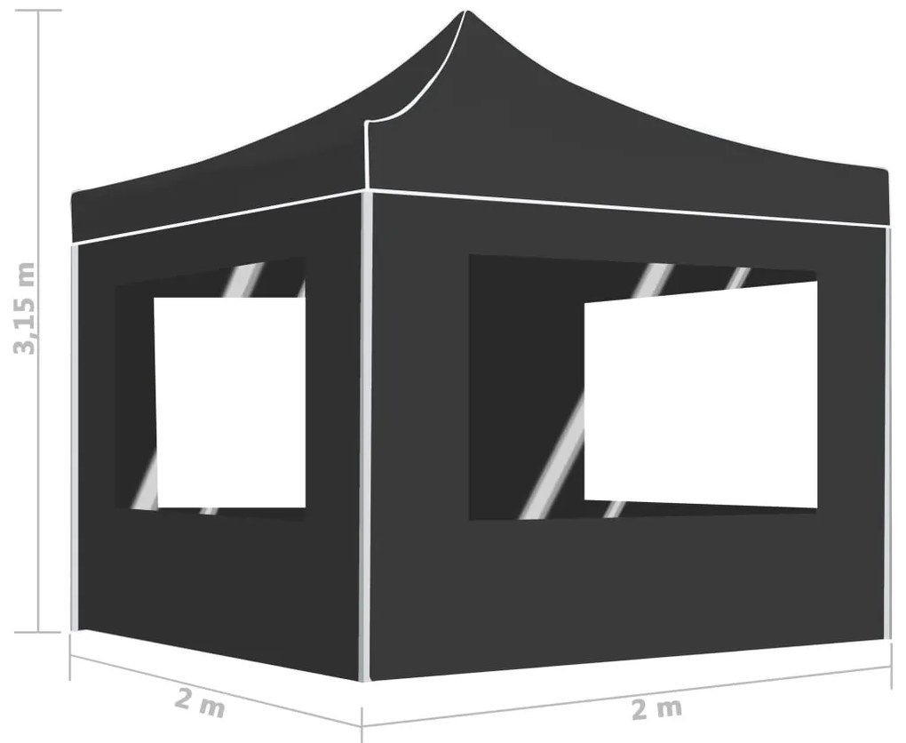 Tenda dobrável profissional com paredes alumínio 2x2m antracite