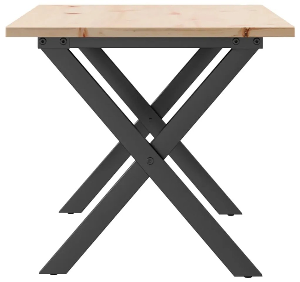 Mesa de centro estrutura em X 90x40x45 cm pinho e aço