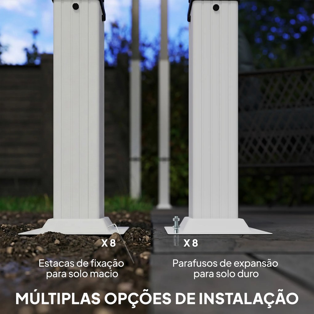 Pérgola de Jardim 4x3 m com Teto Retrátil Proteção UPF30+ Drenagem Pérgola de Exterior para Terraço Bege