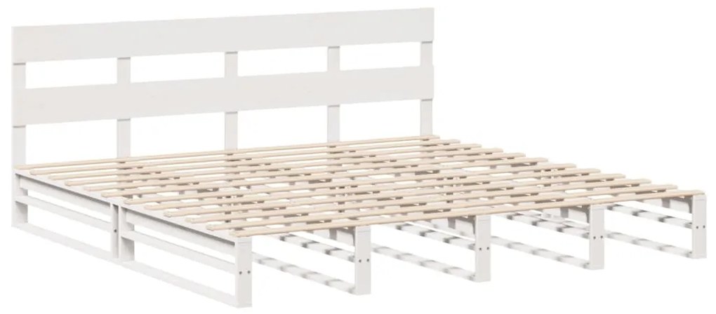 Cama sem colchão 200x200 cm madeira de pinho maciça branco