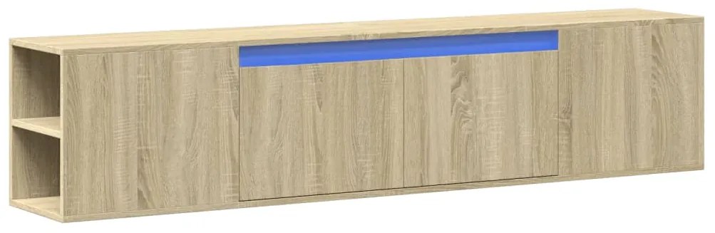 Móvel de parede p/ TV luzes LED 180x31x39,5 cm carvalho sonoma