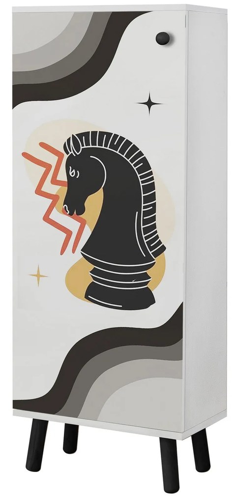 Armário para Calçado Vegas – Branco/Preto – 50x135x38 cm