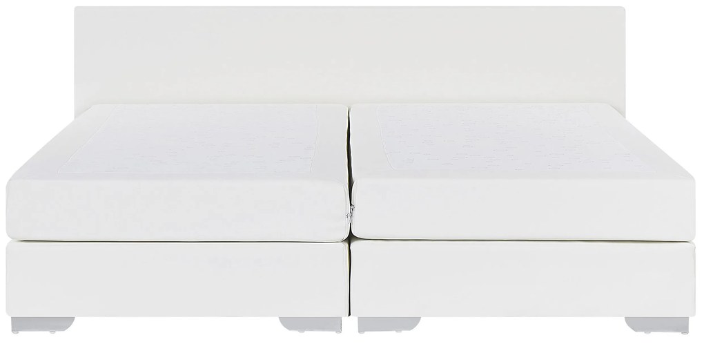 Cama de casal continental em pele sintética branca 160 x 200 cm PRESIDENT Beliani