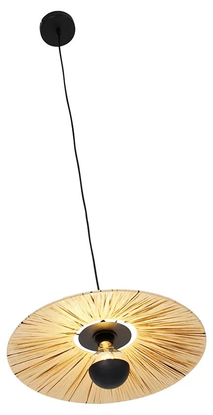 Candeeiro de suspensão rústico preto com corda 45 cm - Leia