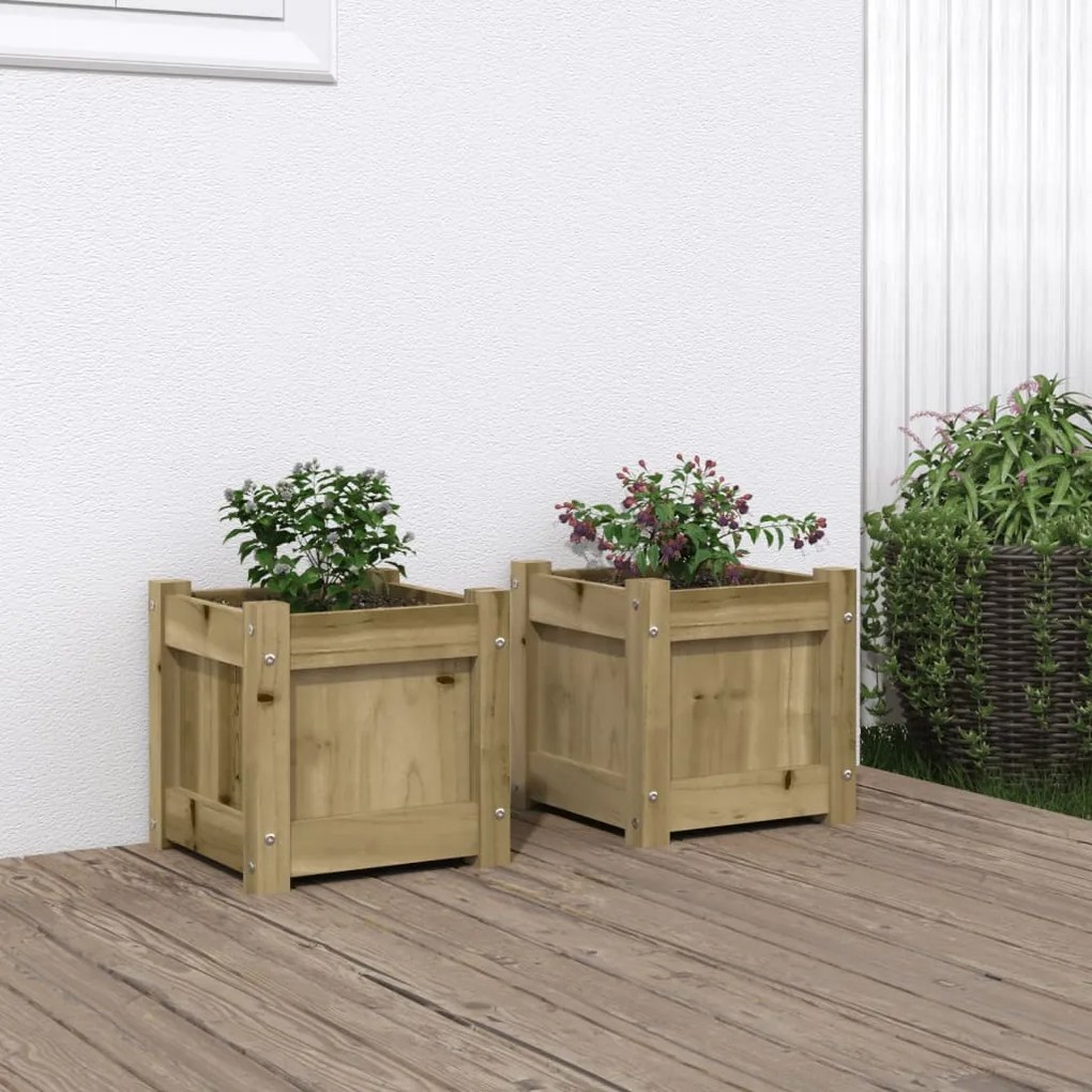 vidaXL Vasos/floreiras de jardim 2 pcs madeira de pinho impregnada